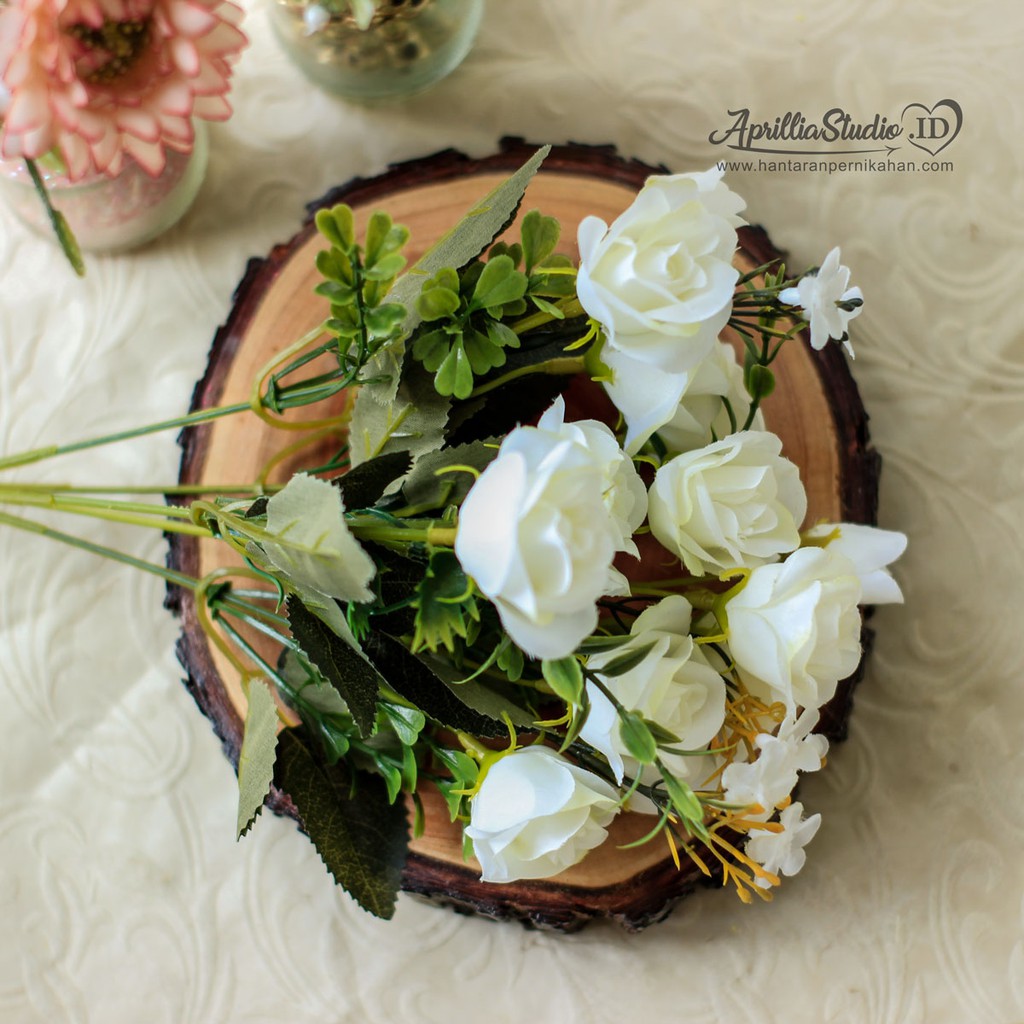 Craft Bunga Artificial Rose Itali - Putih