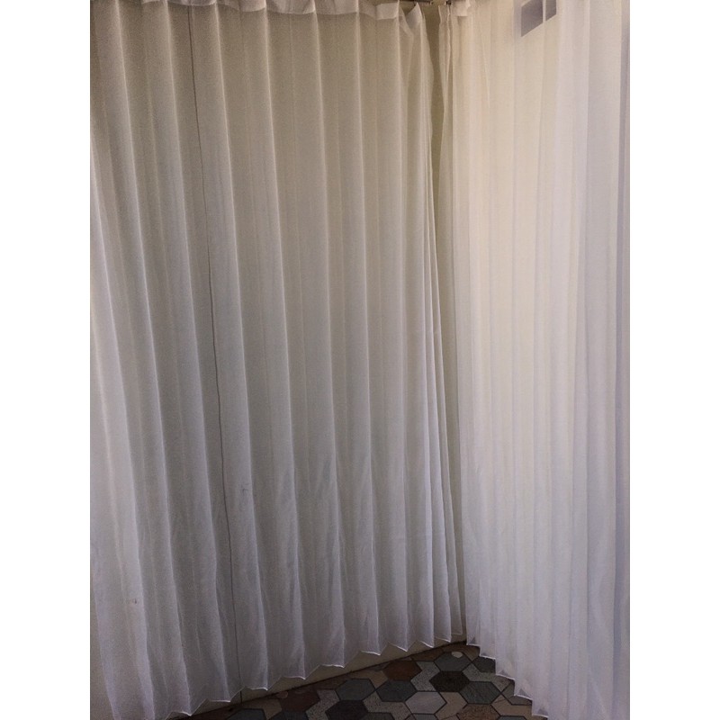 vitrase dalaman hordeng putih polos