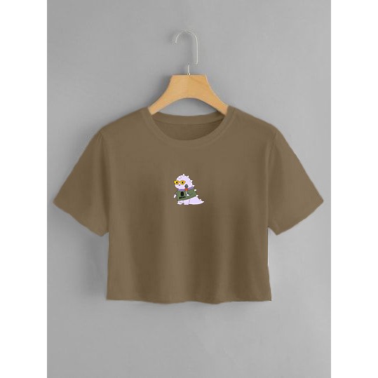 YOURSTYLE1119 - CROP DINO KARAKTER ARMY ALL SIZE KEKINIAN KAOS CROP TOP