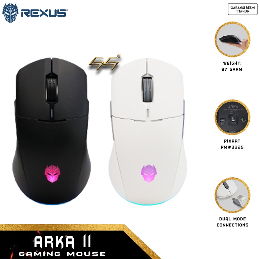 Mouse Gaming Wireless RGB Rexus Arka II Arka-II Arka 2 RX 107 RX-107 RGB Wireless Gaming Mouse