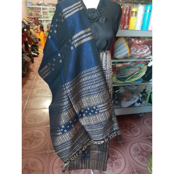 Hanya 1 set SONGKET PUCCA BINTIK WARNA NAVY CORAK ROSE GOLD