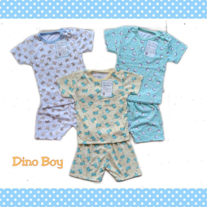 3 Pcs LITTLE OWL Setelan Pendek Kancing Bahu Boy/Girl Size S-XXL