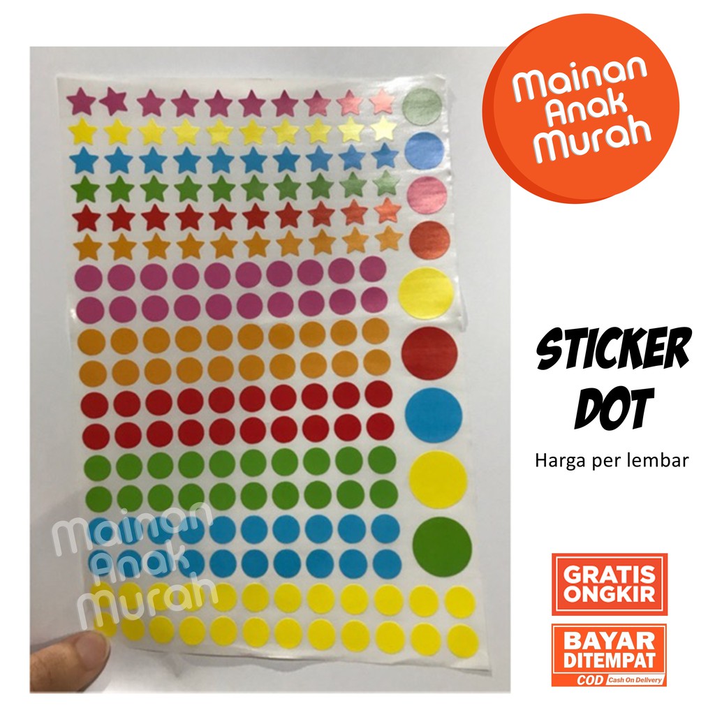 

Stiker Dot To Dot Sticker Bulat Bintang Warna Warni Per Lembar