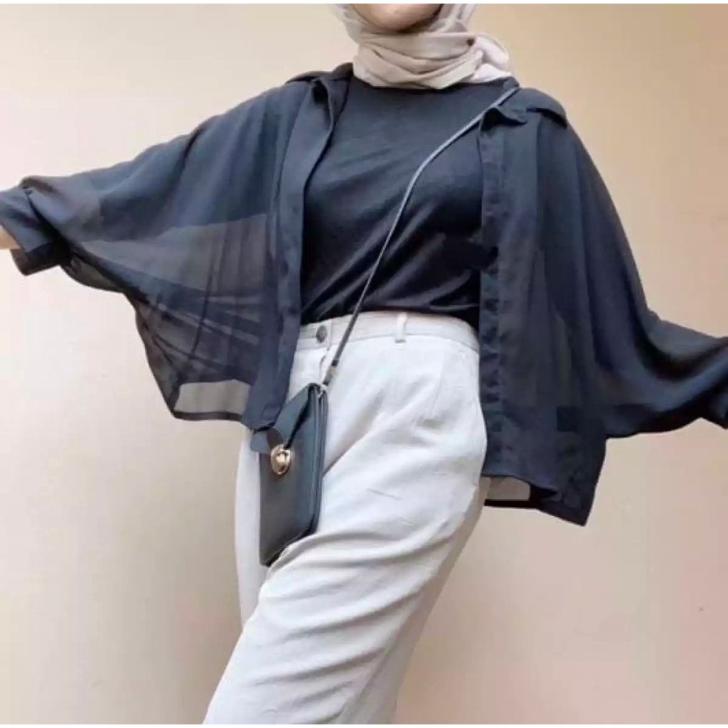 BISA COD Outer Basic Oversize  Cardigan wanita Model Kemeja  Jumbo