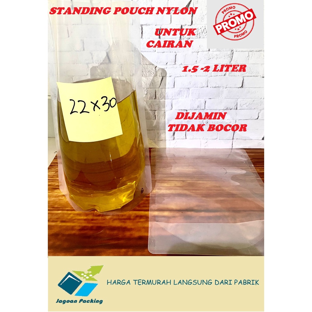 STANDING POUCH NYLON UNTUK CAIRAN/ LIQUID NON ZIPLOCK 22 CM X 30 CM