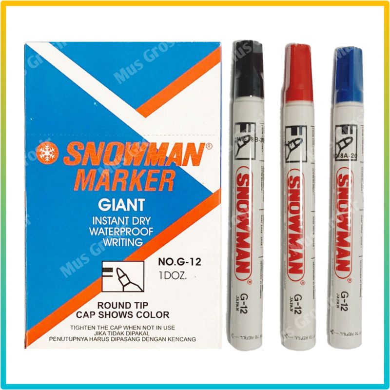 

Spidol Snowman Permanen / Spidol Permanent Hitam Merah Biru G-12