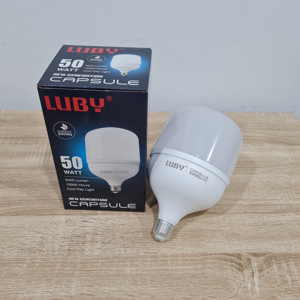 Lampu LED LUBY Capsule 50 Watt Bohlam Bulb 50W W cahaya putih Cool Daylight CDL 6500K E27