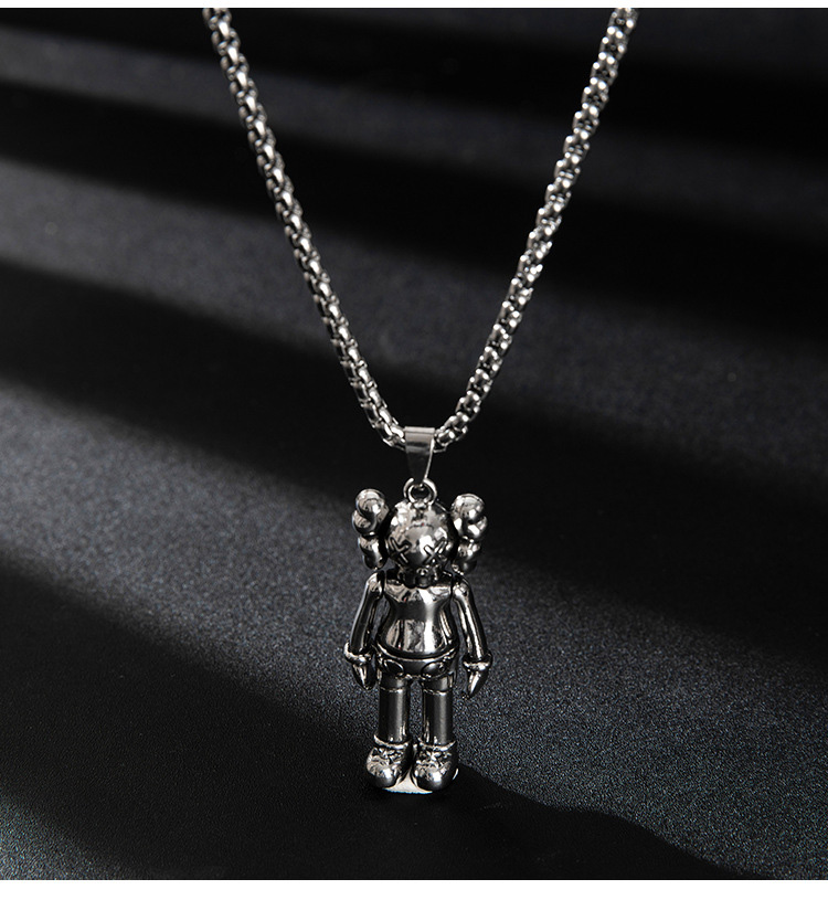 Kaws Kalung Liontin Boneka Sesame Street Bahan Titanium Steel Gaya Hip Hop Untuk Pasangan