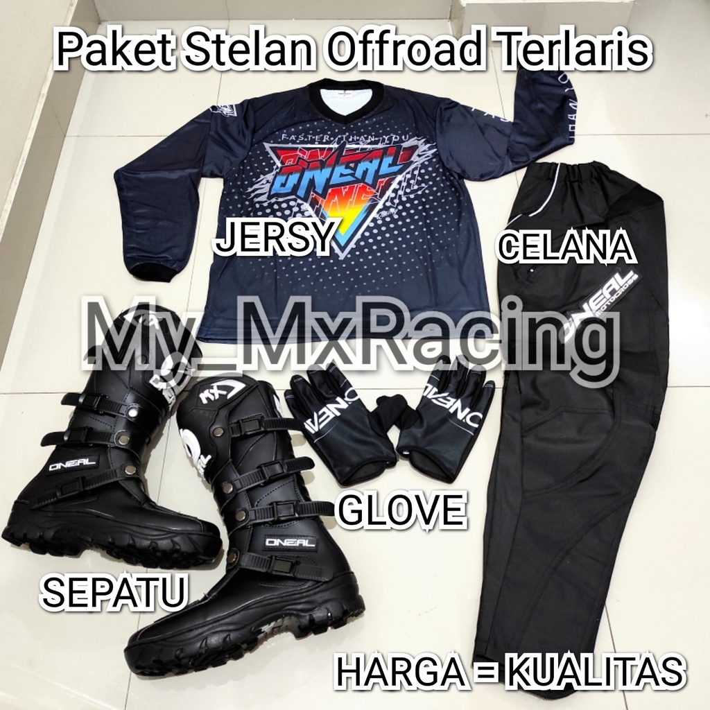 promo stelan offroad ON 06 trail cross sepatu cross jerset trail celana cross tral bonus sarung tangan