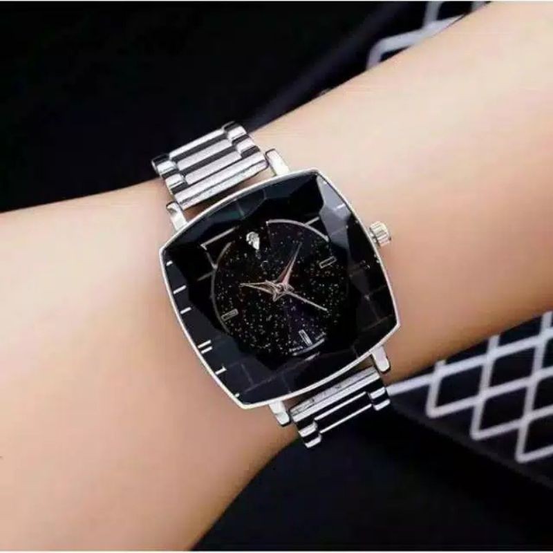 Jam Tangan Wanita Analog Korean Fashion Diyoor Balok Persegi Strap Rantai