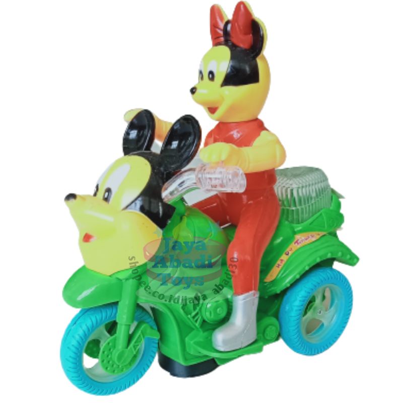 MAINAN MOTOR HARLEY MICKEY MOUSE LUCU UNIK / HAPPY ANIMALS LAMPU SUARA LAGU