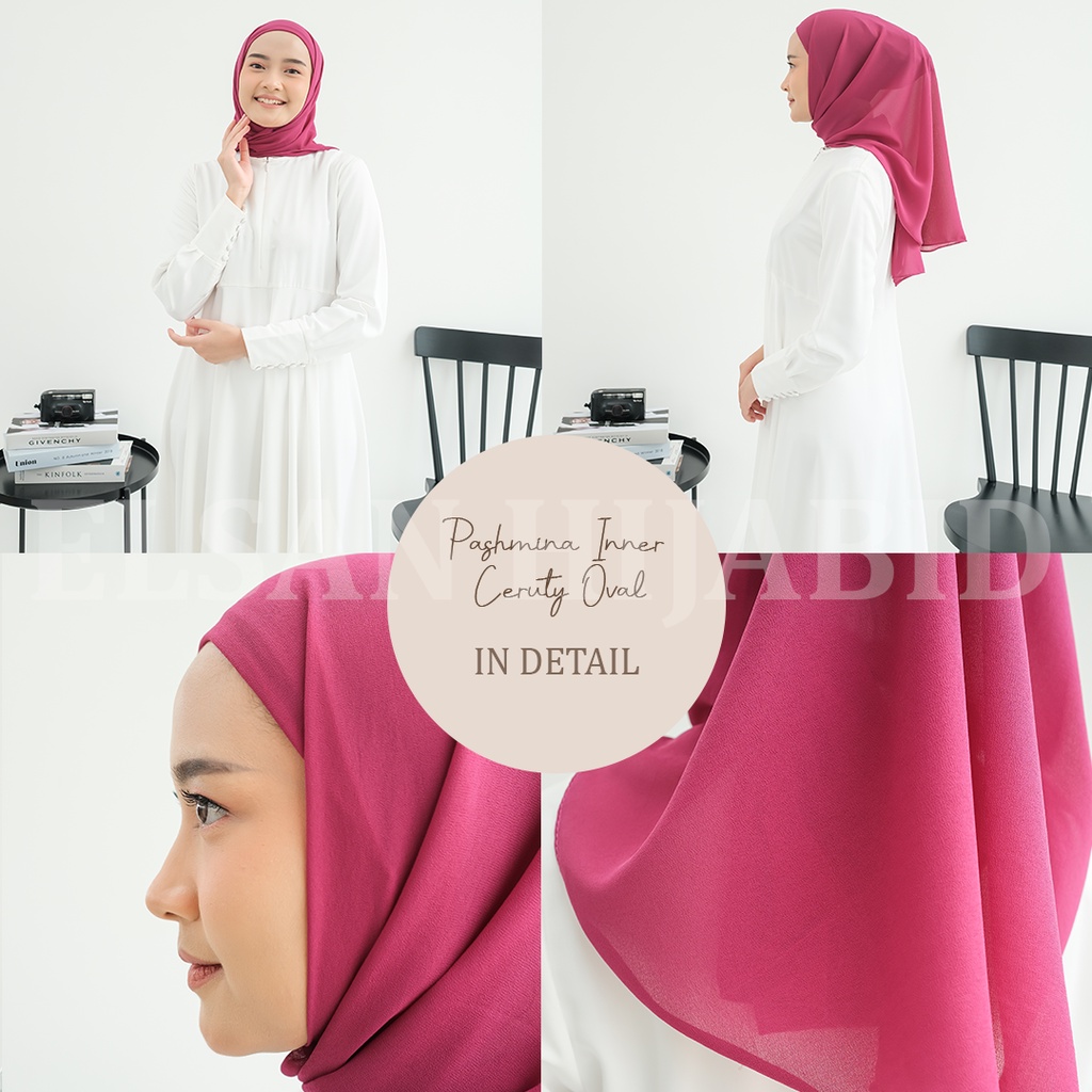 Pashmina oval + Inner 2in1 bisa bolak balik / pashmina ceruty inner oval