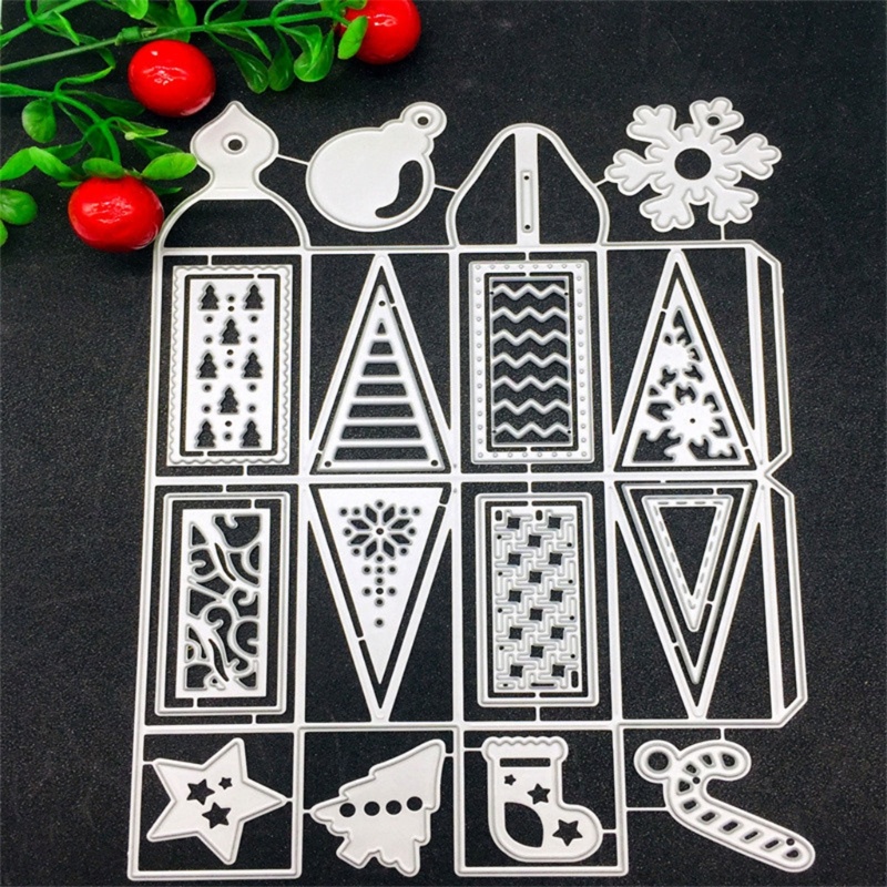 Cetakan Stensil Cutting Dies Motif Kotak Hadiah Natal Bahan Metal Untuk Scrapbook / Craft Diy