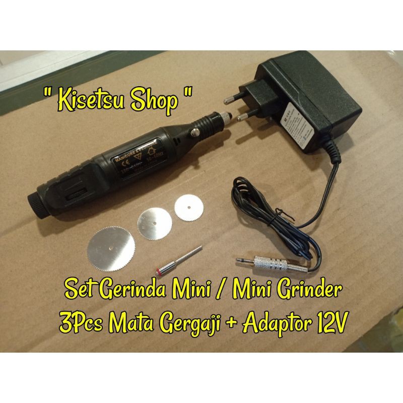 SET BOR GERINDA MINI / ALAT POTONG + MATA GERINDA GERGAJI & AS 2,3MM