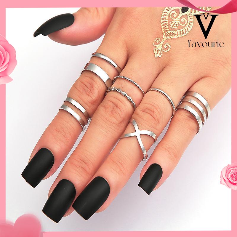 [COD]1 Set/8 Pcs cincin creative retro simple multi-layer opening cross twist ring-FA