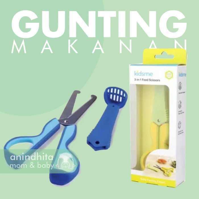 KIDSME 3 in 1 Baby Food Scissors Gunting Makanan Bayi Penghalus Makanan Bayi