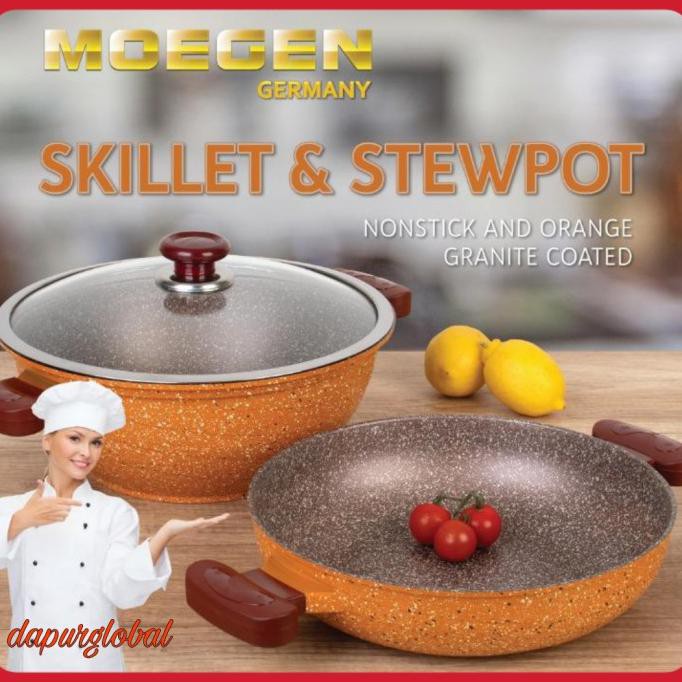 PANCI WAJAN MOEGEN GERMANY SKILLET & STEWPOT SET ANTI LENGKET ORIGINAL