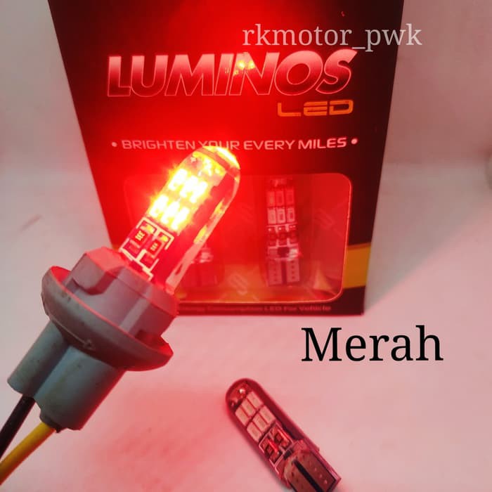 LAMPU SENJA LED T10 WARNA MERAH | LED T10 SILIKON LUMINOS MERAH - Merah