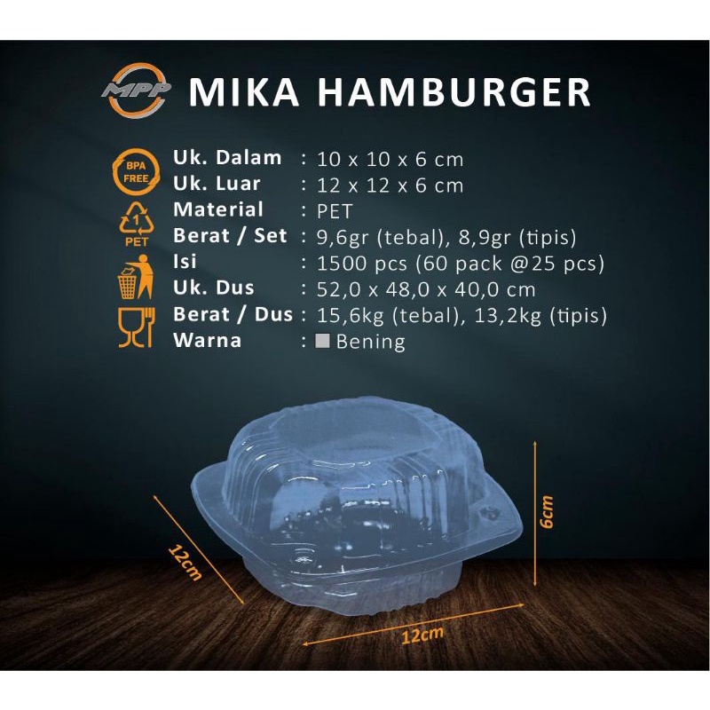 Mika Hamburger Warna Bening Isi 50 pcs