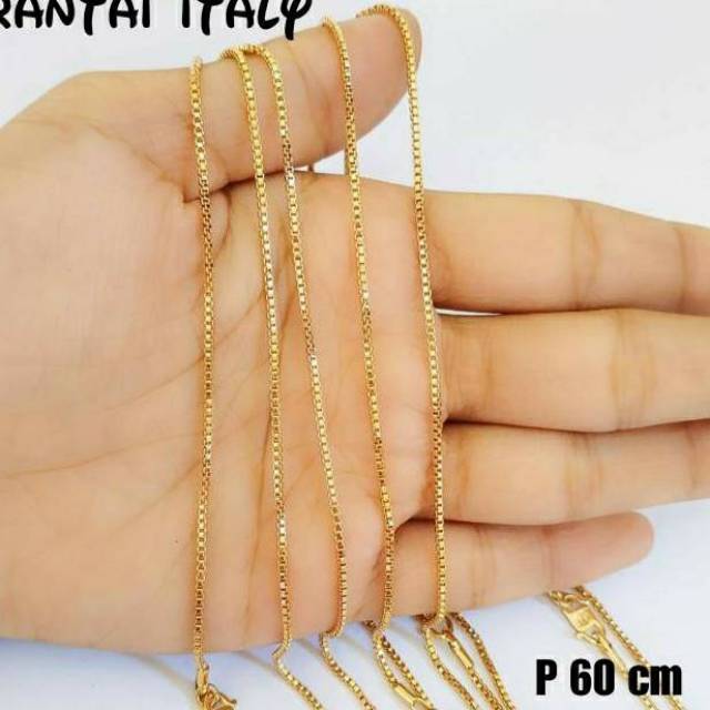 Kalung perhiasan lapis emas kalung rantai italy dewasa 60CM