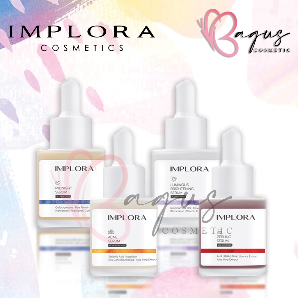 ⭐ BAGUS ⭐IMPLORA Face Serum  BPOM | Serum Wajah | Brightening | Peeling | Acne | Midnight | Hydrating | 24K Gold Serum | Liporetinol | Bakuchiol