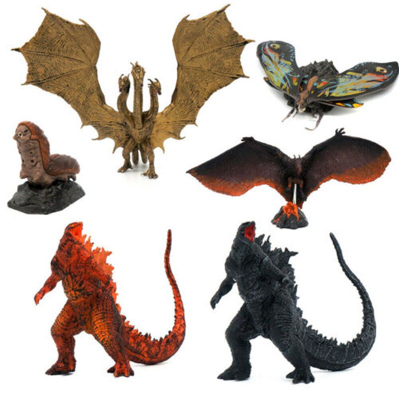 6pcs Monster King Godzilla Dinosaurus Mothra Ghidola Model Ornamen Tangan Ke Boneka