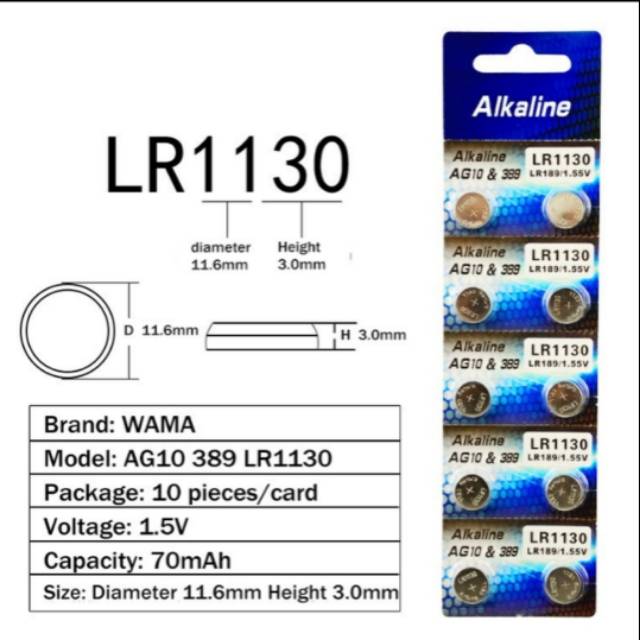 Baterai batrei battery kancing button cell ALKALINE AG10 389 LR1130 SR54 LR54 SR930W GP189