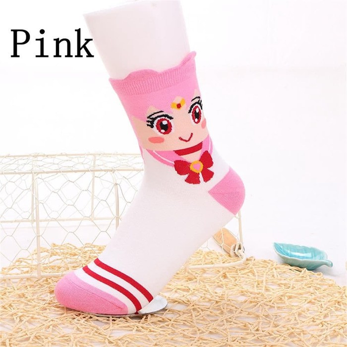 CLEARANCE SALE - KSKI0002 - Kaos Kaki Wanita Pendek Medium Betis Cosplay Anime Japan Japanese Kawaii Sailormoon