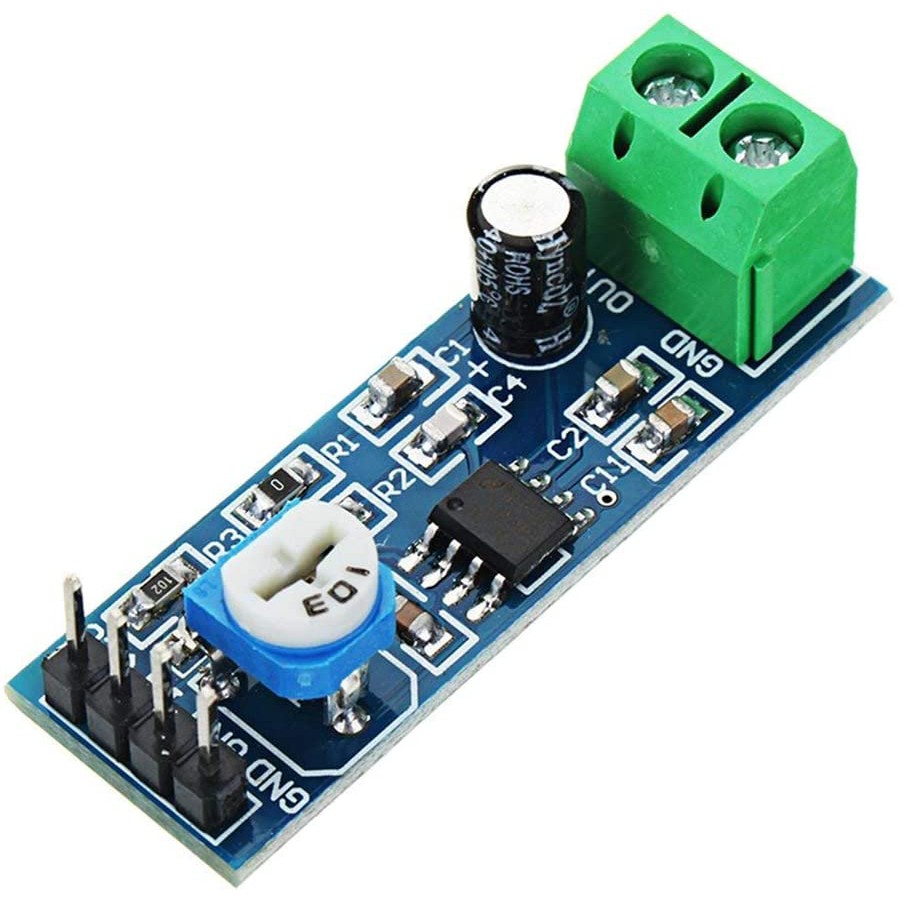 LM386 Audio Amplifier Module 200 Times Gain Multiplier Speaker Wire Holder 5V-12V Input 10K Adjustab