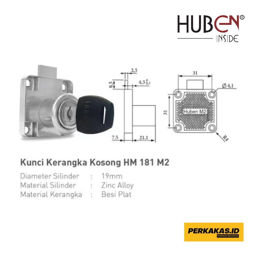 Kunci Lemari Laci Kayu ASLI HUBEN HM181-M2