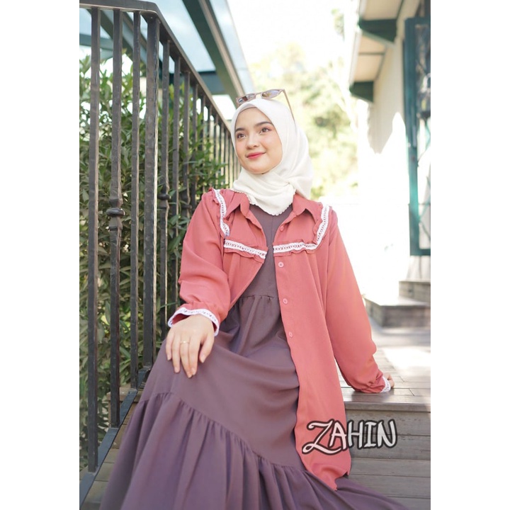 BISA COD ONE SET OUTER MIX ROK RAISA ORI BY ZAHIN / CARDIGAN / (Bisa Cod)Bayar Ditempat Gamis Ity Cr