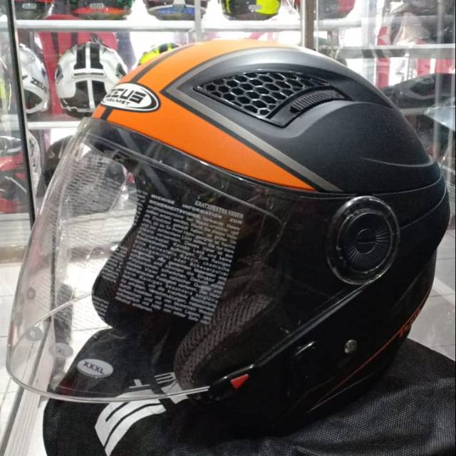 Sale_ helm  halfaceZeus 610 Blak doff orange