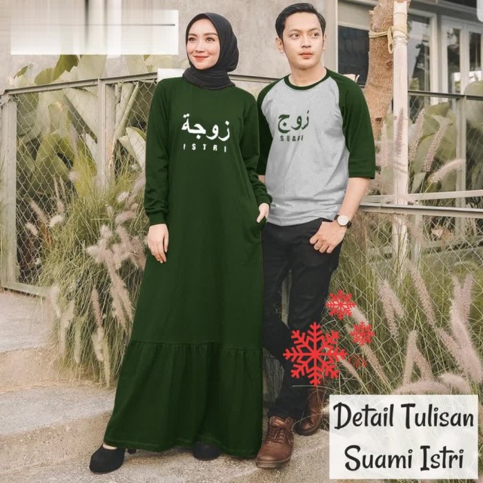 Agra1947 Couple suami istri hijau botol baju pasangan trendy murah cp pas vt