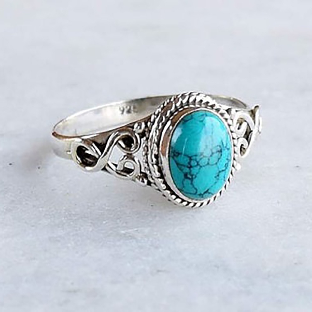 Hu Hu Hu Hu Hu Alat Bantu Pasang Kacamata♡ Cincin Batu Permata Turquoise Alami Antik Vintage Untuk Hadiah Pernikahan