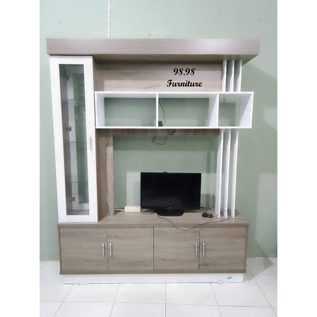 TOPPAN Lemari Hias TV Serbaguna Dengan Lampu-Meja TV-Rak TV-Lemari Sekat Ruangan DEU 01-Medan