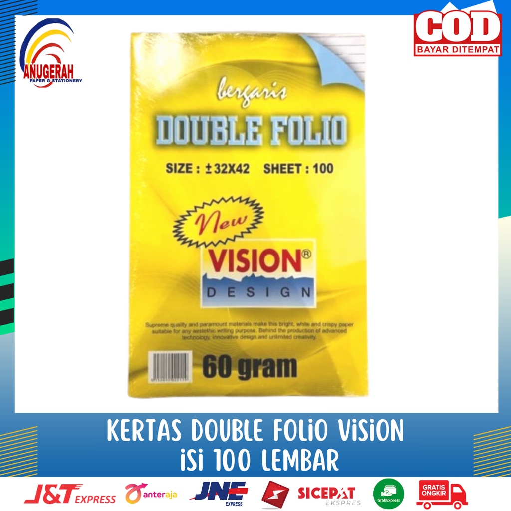 

Kertas Double Folio Bergaris VISION isi 100 Lembar (PAK)