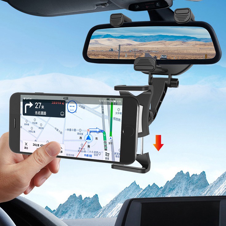 Car Holder Smartphone Spion Mobil Rearview Bracket Pegangan Handphone Mobil Penahan Handphone