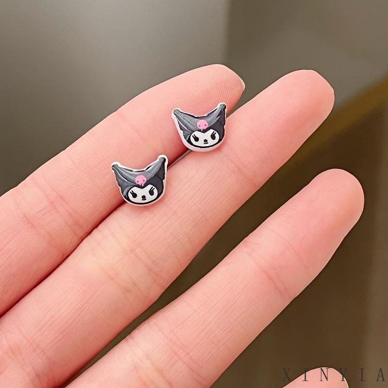 Anting Hypoallergenic Desain Kartun Cinnamoroll Dog Kitty Melody Kuromi Untuk Pelajar