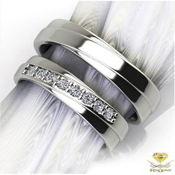 Cincin Nikah Couple Emas Berlian Eropa ASLI ORIGINAL Putih Kawin Tunangan Pernikahan Wedding NJ26