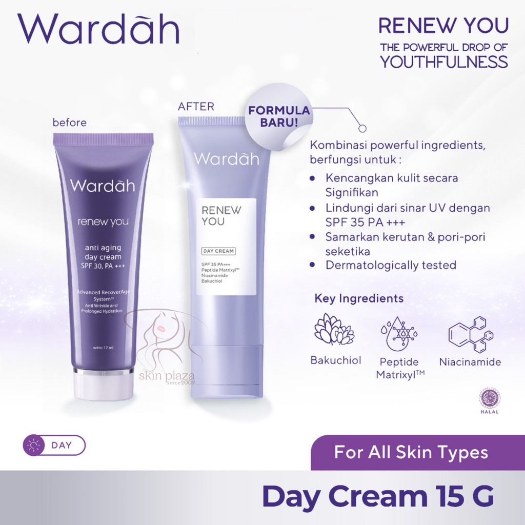 Wardah Renew You Series Anti Aging Intensive Serum | Day Cream | Night Cream | Facial Wash BPOM