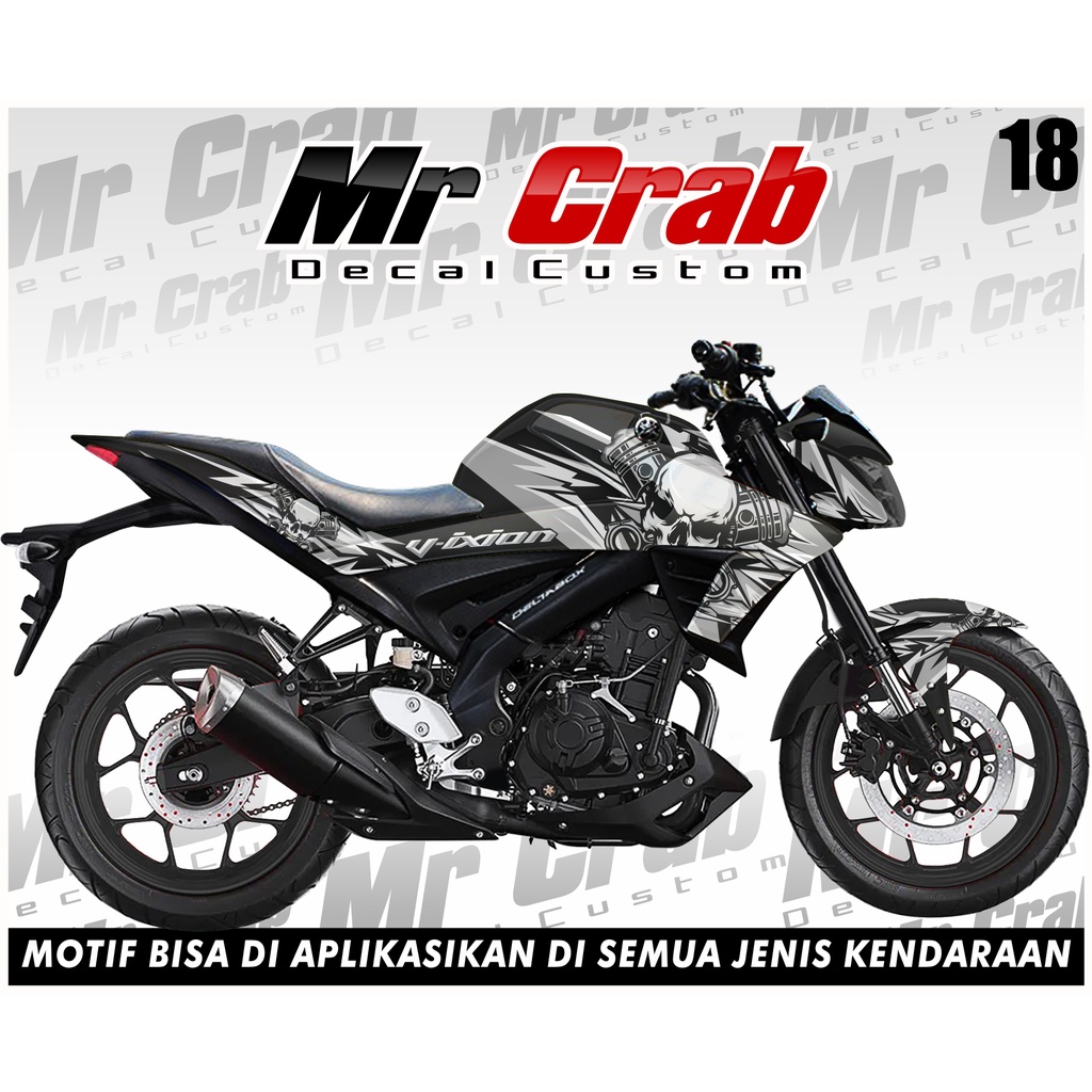 DECAL VIXION R - Sticker Decal Variasi YAMAHA VIXION R  Motif TENGKORAK kode 018