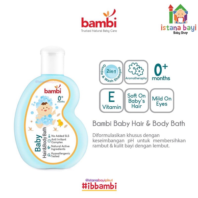 Bambi Hair &amp; Body Bath 100ml - Sabun Bayi