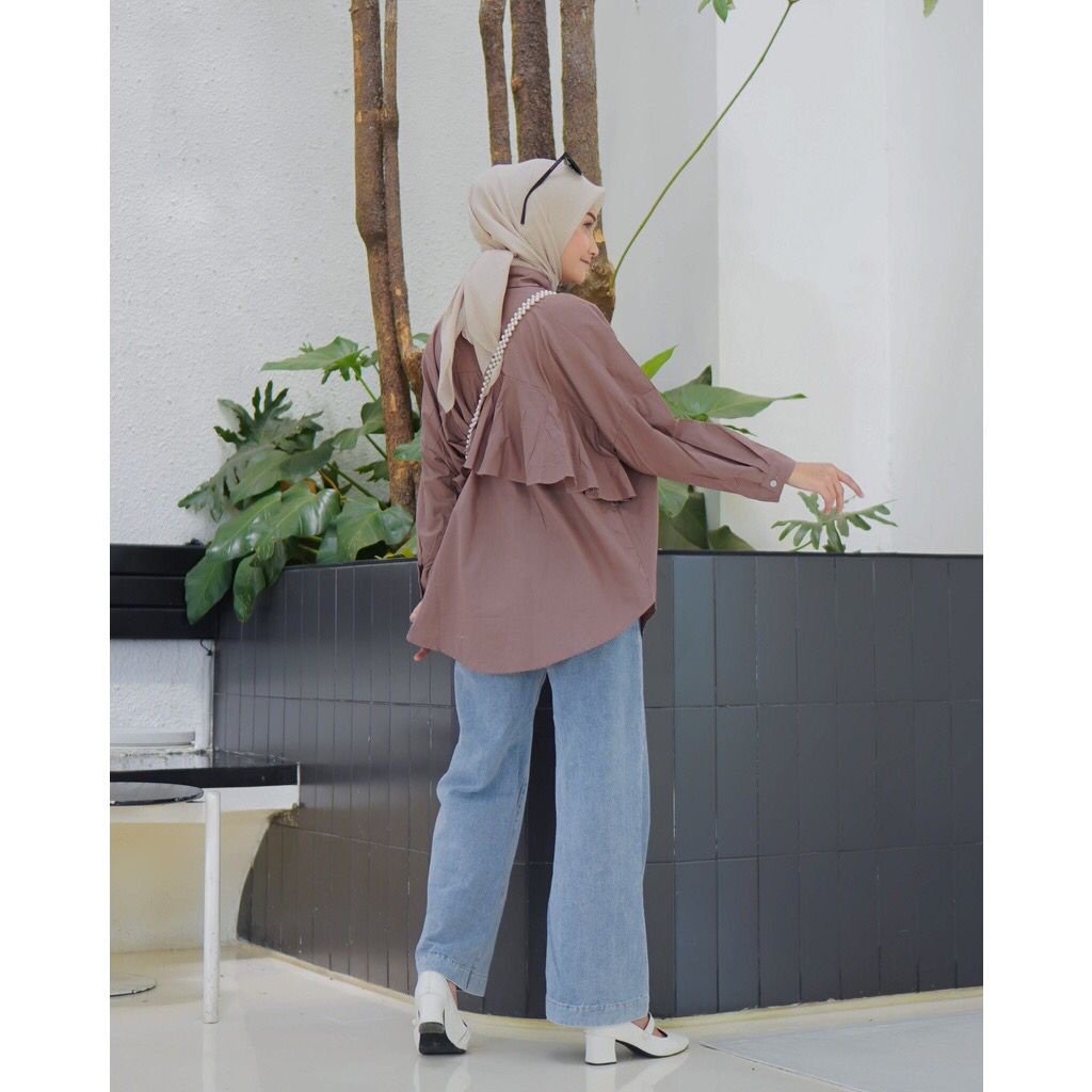 COD - Thiny Shirt Katun Paris - Basic Oversized Shirt - Atasan Muslim Fashion Wanita Termurah &amp; Terlaris