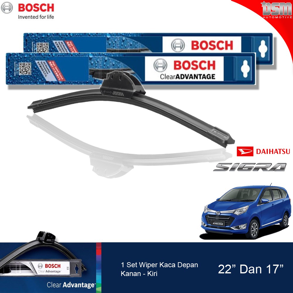 Bosch Clear Advantage Frameless / Wiper Frameless Mobil Daihatsu Sigra 22&quot; dan 17&quot; / Wiper Sigra