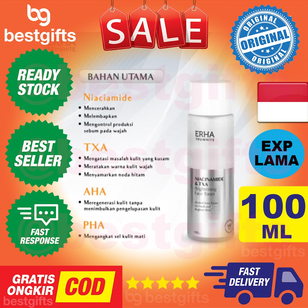 ERHA TRUWHITE NIACINAMIDE TXA BRIGHTENING FACE PORE TONER MENYEIMBANGKAN pH KULIT WAJAH MUKA KUSAM 100 ML