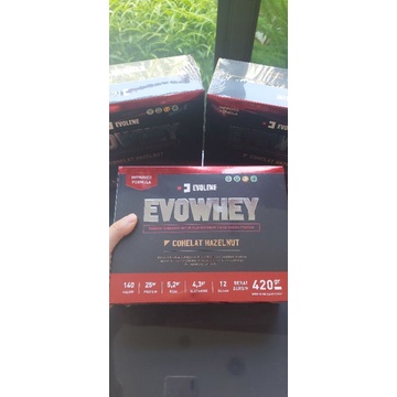 

Evolene Whey Protein 12 sachet (420grm) rasa coklat hazelnut. BPOM, Halal, MUI.