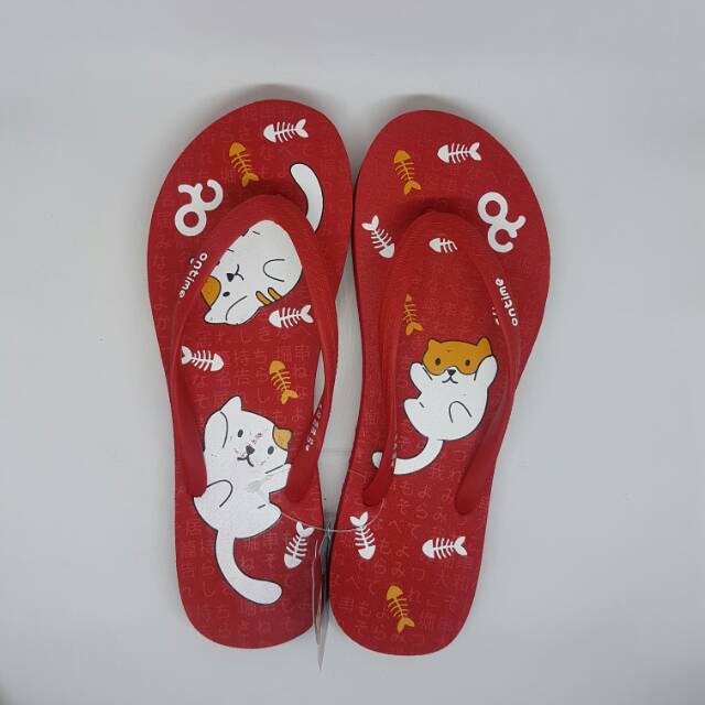 Ontime Shiro Merah Sandal Wanita Modis Murah Original