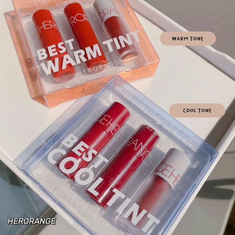 HERORANGE mini lip glaze set | lip tint 3pcs in 1 set