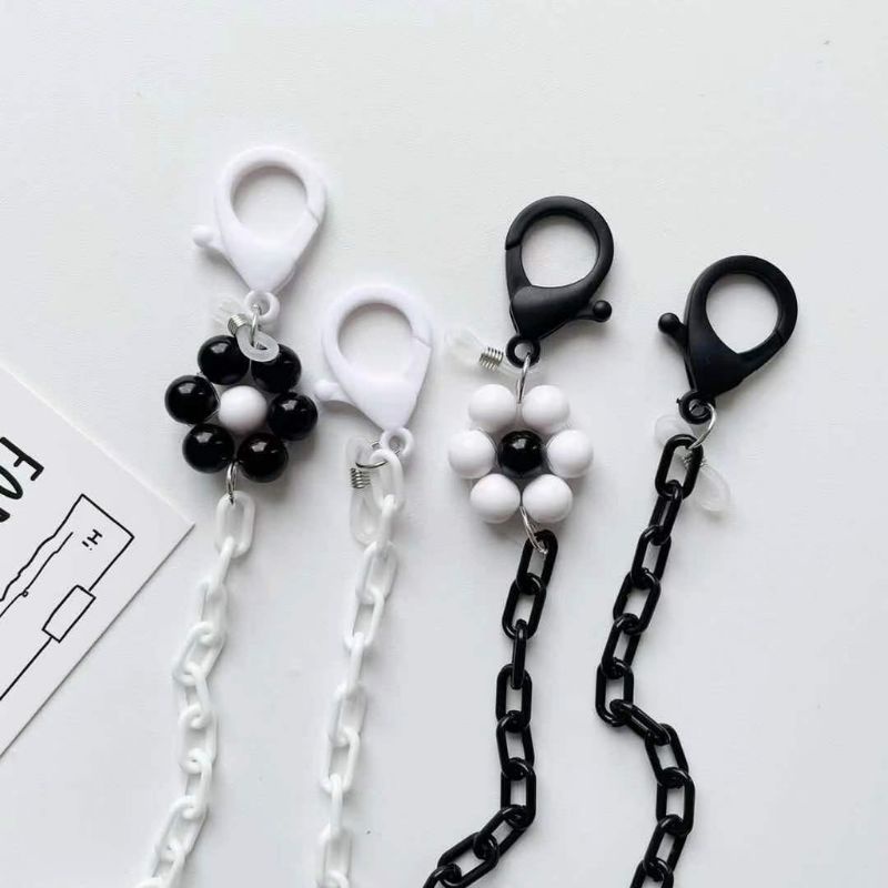 PROMO 4.4 Strap Masker Import 2in1 Rantai Kacamata Hiasan Manik Bunga Bulat Simple / Gantungan Masker / Kalung Masker