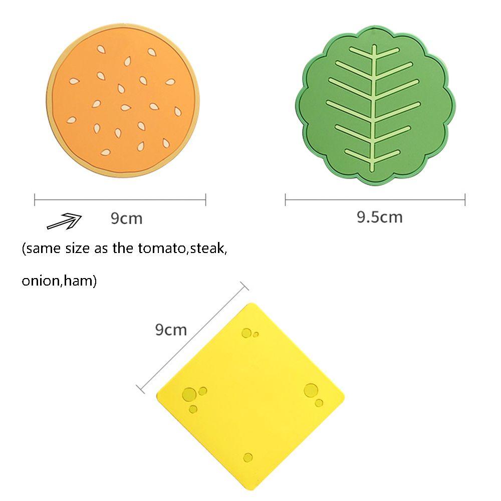 [Elegan] Cup Coaster Kreatif Tahan Minyak Isolasi Table Mat Hamburger Bentuk Tatakan Menebal Dekorasi Meja